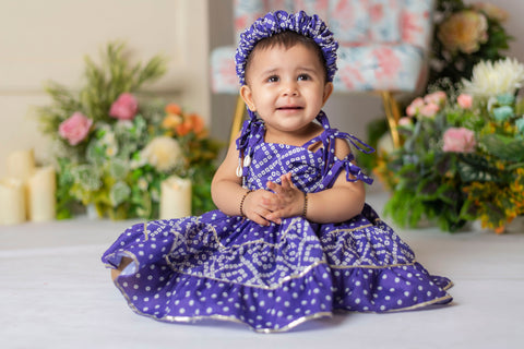 Pre-Order: Purple Bandhej Dress