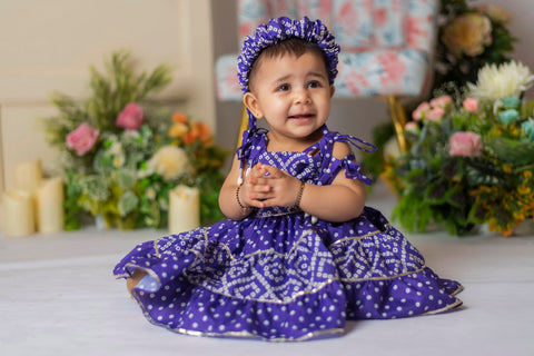 Pre-Order: Purple Bandhej Dress