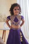 Pre-Order: Purple Gota Embroidered Blouse with Ghagra Set
