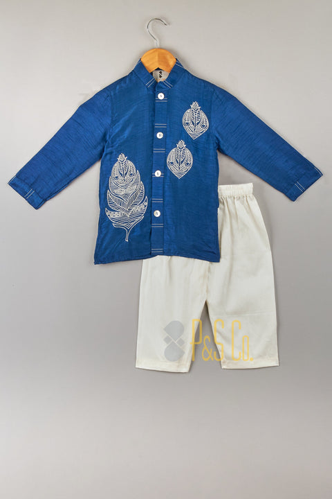 Pre-Order: Blue Embroidered Kurta Pyjama Set