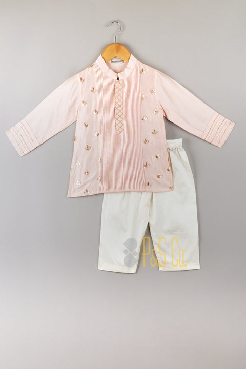 Pre-Order:  Pink Pintuck Kurta Pajama Set