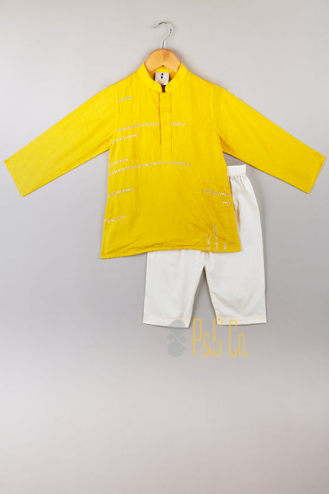 Pre-Order:  Yellow Embroidered Kurta Pajama Set