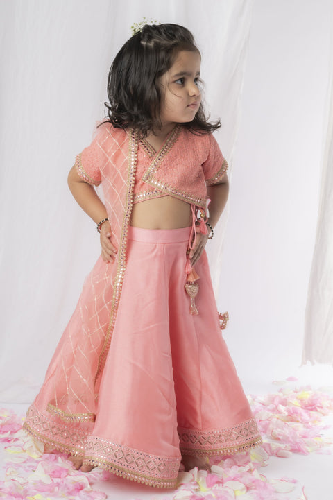 Pre-Order: Peach Chikankari Ghaghra Set