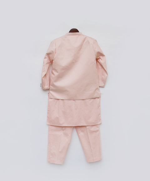 Pre-Order: Peach Jacket with Kurta and Pant