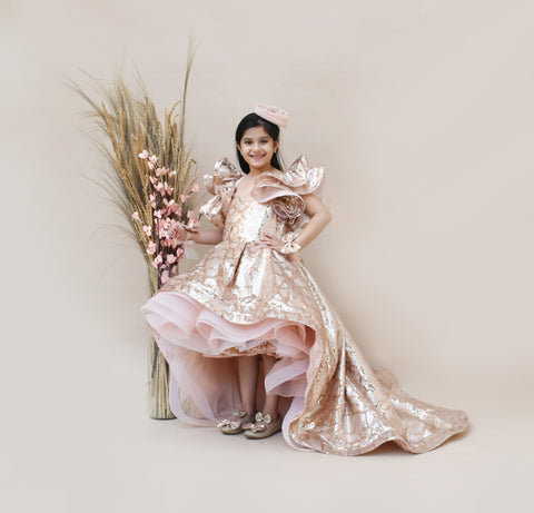Pre-Order: Peach Sequins High Low Dress