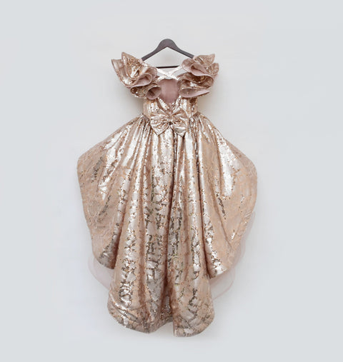 Pre-Order: Peach Sequins High Low Dress
