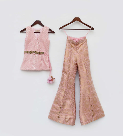 Pre-Order: Pink Kurti with Pink Brocade Plaazo Pant