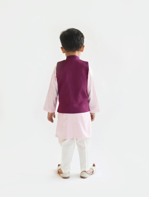 Pre Order:  Purple Embroidery Nehru Jacket set
