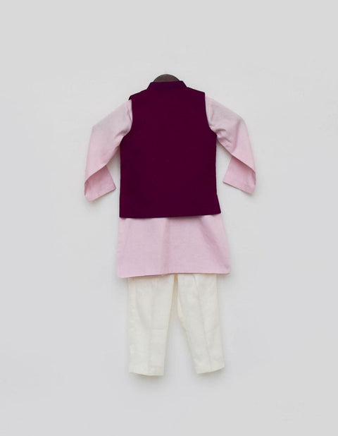 Pre Order:  Purple Embroidery Nehru Jacket set