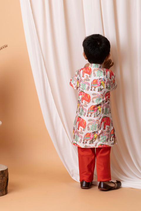 Pre-Order: Red Elephant Kurta Set