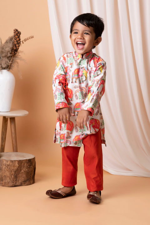 Pre-Order: Red Elephant Kurta Set