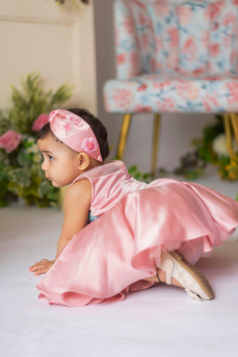 Pre-Order: Rose Gold Floral Embroidered Frock