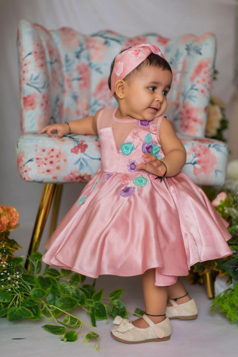 Pre-Order: Rose Gold Floral Embroidered Frock
