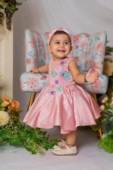 Pre-Order: Rose Gold Floral Embroidered Frock