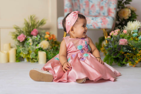 Pre-Order: Rose Gold Floral Embroidered Frock