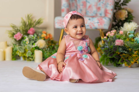 Pre-Order: Rose Gold Floral Embroidered Frock