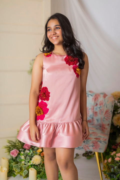 Pre-Order: Rose Gold Floral Embellished straight Dress
