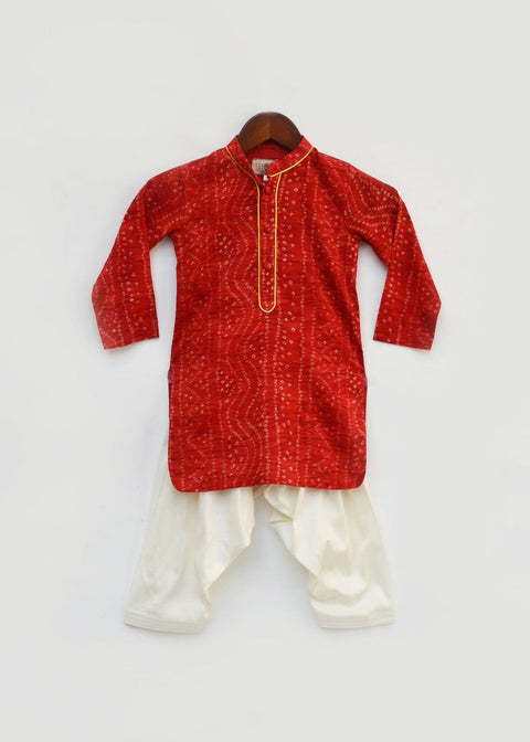 Pre-Order: Red Bandhej Kurta with Salwar