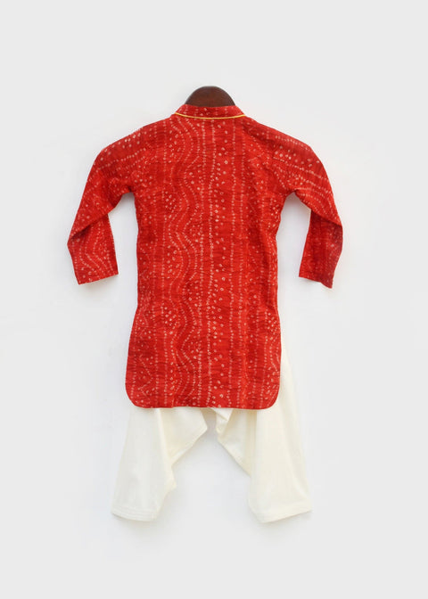 Pre-Order: Red Bandhej Kurta with Salwar