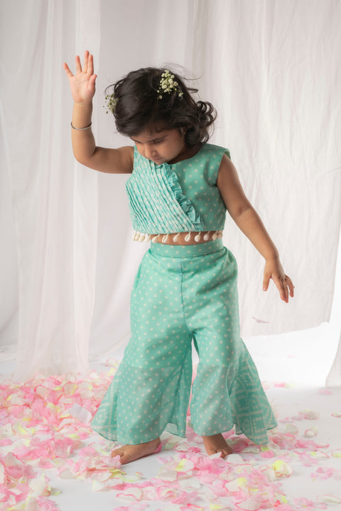 Pre-Order: Green Bandhej Plazzo Set