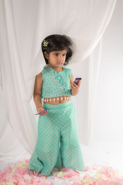 Pre-Order: Green Bandhej Plazzo Set