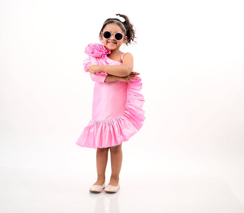 Pre-Order: Pink Frilly Rose Dress