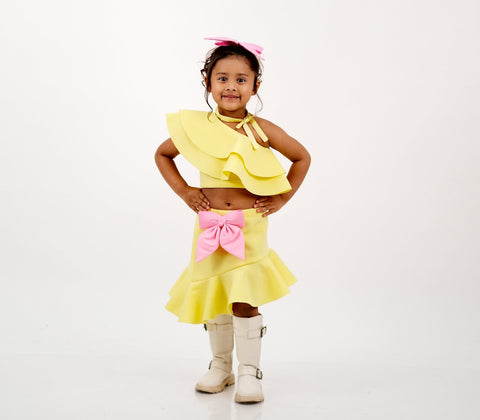 Pre-Order: Yellow Pink Bow Skirt Top