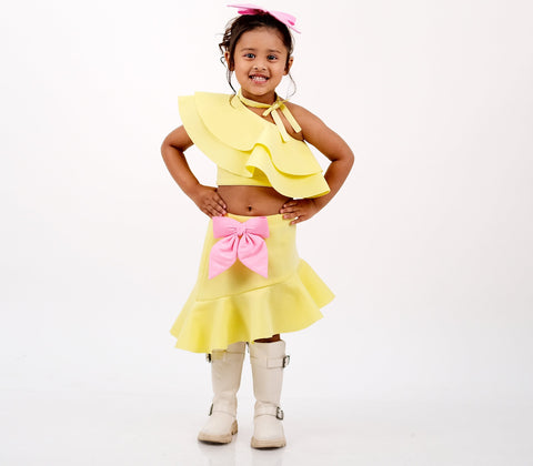 Pre-Order: Yellow Pink Bow Skirt Top