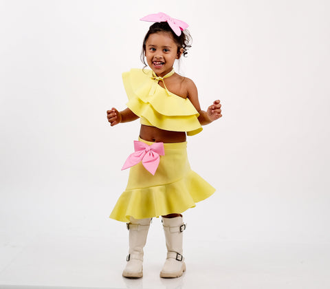Pre-Order: Yellow Pink Bow Skirt Top