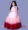 Pre-Order: Pearl Work And Feathers Detailing Top With Shaded Ruffled Lehenga