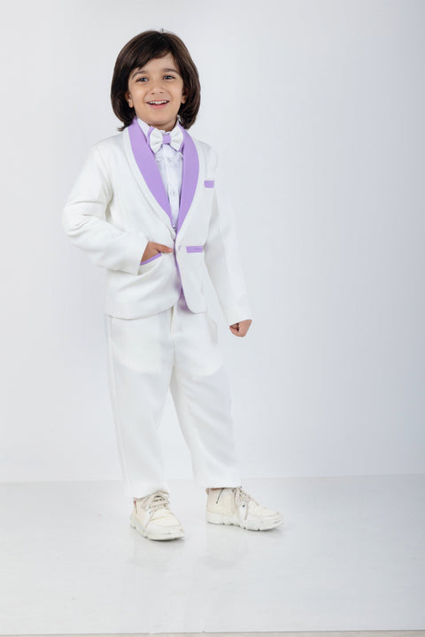 Pre-Order: Boys Coat Pant Shirt & Bow Set with Stylish Label