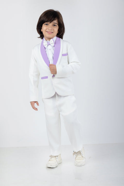 Pre-Order: Boys Coat Pant Shirt & Bow Set with Stylish Label