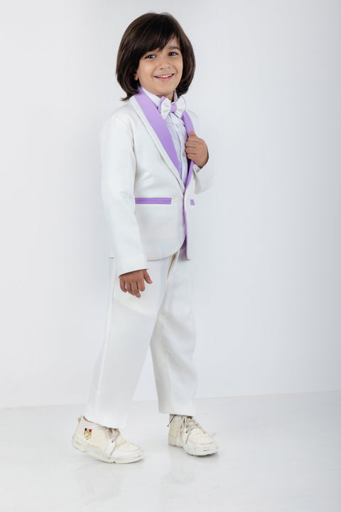 Pre-Order: Boys Coat Pant Shirt & Bow Set with Stylish Label