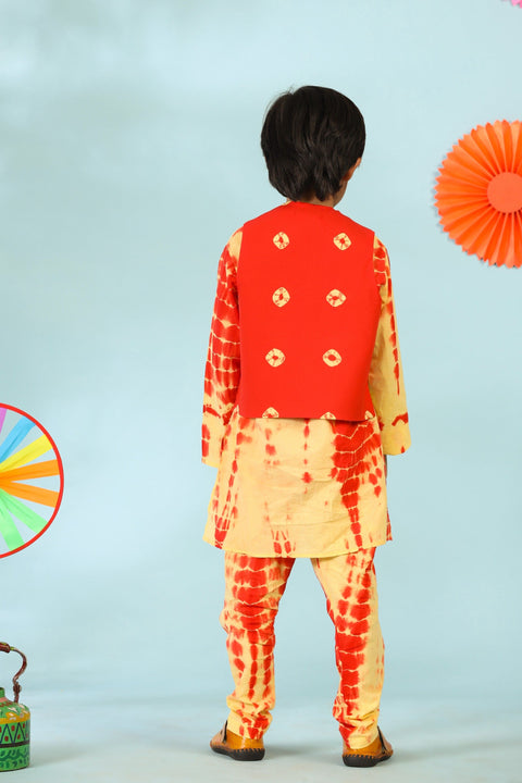 Yellow Red Kurta Set