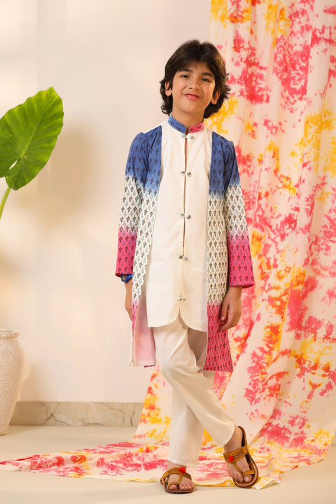 Pre-Order: Blue Pink and White Kurta Set