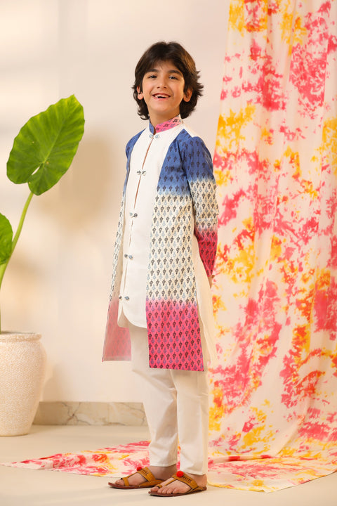 Pre-Order: Blue Pink and White Kurta Set