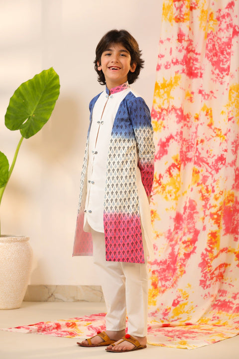 Pre-Order: Blue Pink and White Kurta Set