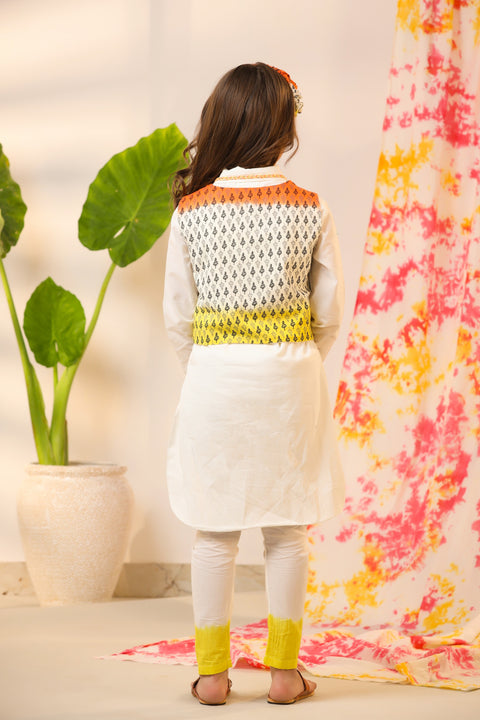 Pre-Order: Yellow Orange White Kurta Set