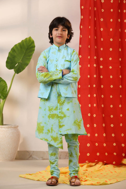 Pre-Order: Sea Green Kurta Churidar and Jacket Set