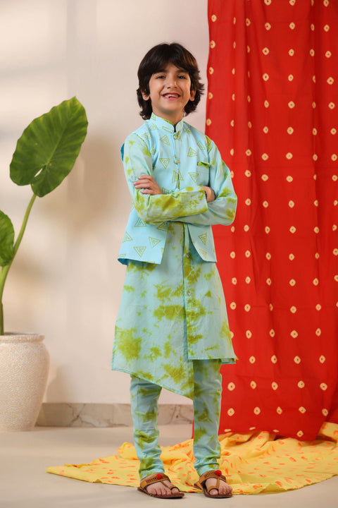 Pre-Order: Sea Green Kurta Churidar and Jacket Set