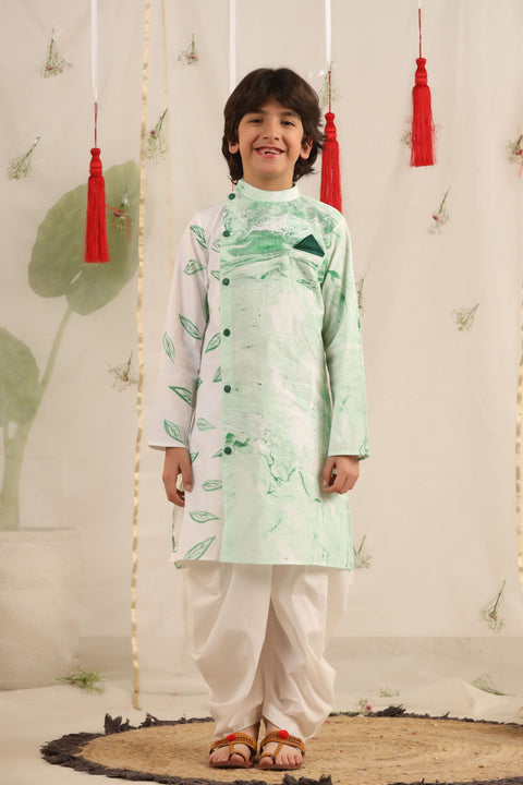 Pre-Order: White/Green Kurta and Balloon Pants