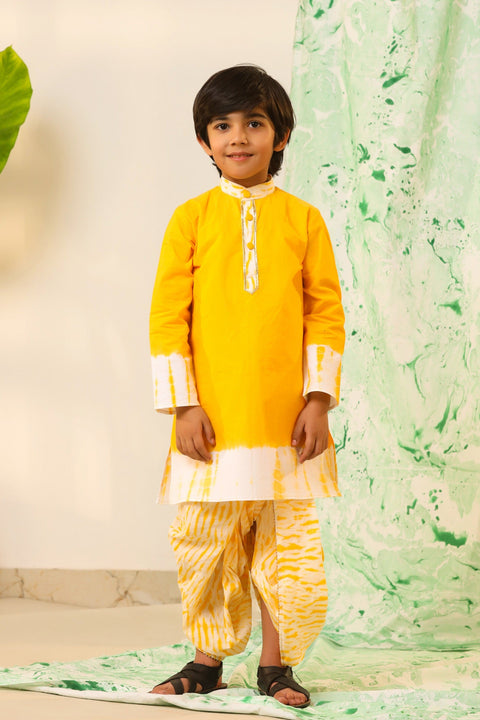 Pre-Order: Yellow/White Kurta Dhoti Set