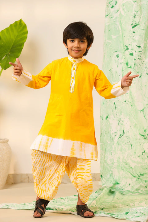 Pre-Order: Yellow/White Kurta Dhoti Set