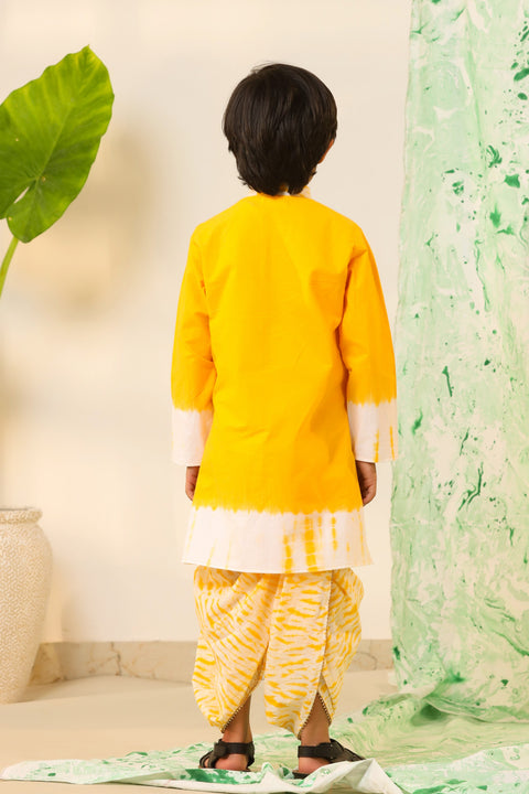 Pre-Order: Yellow/White Kurta Dhoti Set