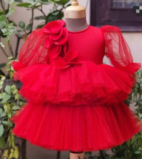 Pre-Order: Red Tulle Knee Length Dress