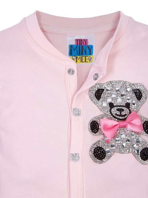 Pre-Order:  Pink Bow Teady Bear Sleepsuit Set with Shoes