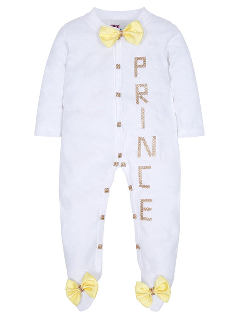 Pre-Order: Golden Prince Yellow Bow Sleepsuit Set with Shoes