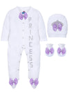 Pre-Order: Silver Princess Lavender Bow Sleepsuit Set with Shoes