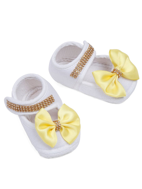 Pre-Order: Rhinestone Crown Patch Sleepsuit with Yellow Bows and Shoes