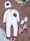 Pre-Order: Rhinestone Crown Patch Sleepsuit with Maroon Bows and Shoes